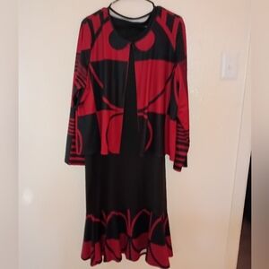 Red and Black Patterned Women's Dress with Jacket New.